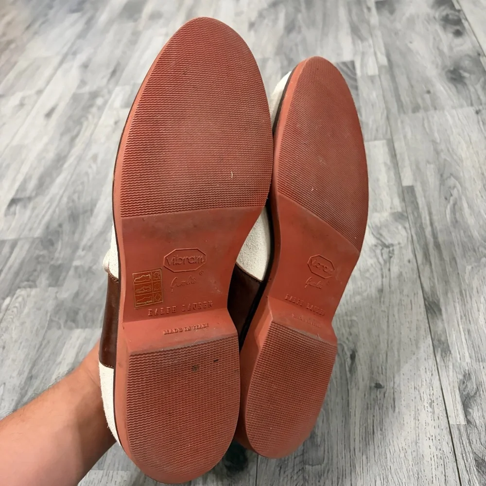 RALPH LAUREN Saddle Classic Two-Tone Men's Shoes Made in Italy Sz 11D